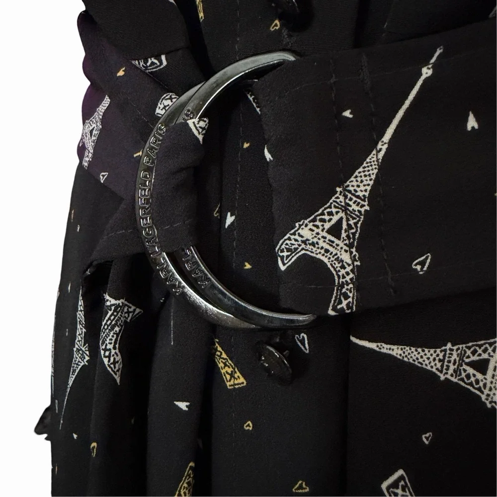 Karl Lagerfeld Paris Eiffel Tower Black Dress 4 • Handkerchief Hem Parisian Chic